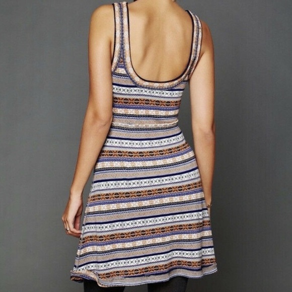 FP fair isle stripe wool blend sweater mini dress - Picture 2 of 9